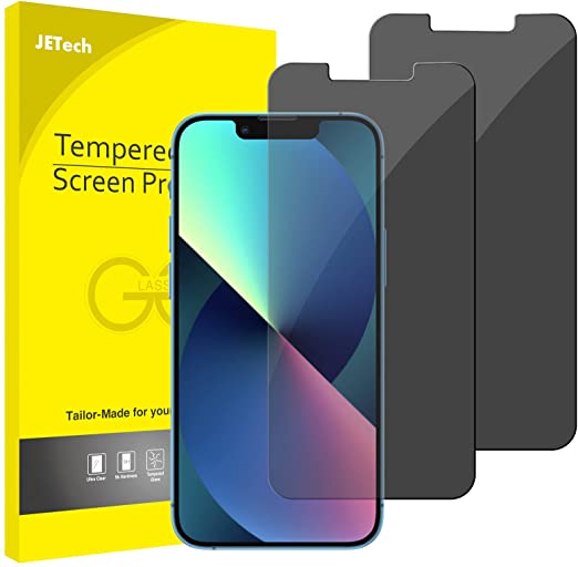 JETech Privacy Screen Protector for iPhone 13/13 Pro 6.1-Inch, Anti Spy Tempered Glass Film, 2-Pack