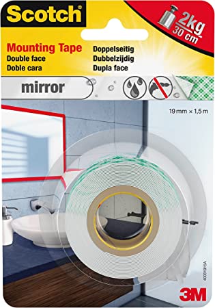 Scotch-Fix Mirror Mounting Tape 4496W-1915-P, 19mm x 1,5m, 1 roll/pack (Packaging May Vary)