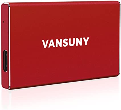 VANSUNY 240GB Portable External SSD, USB 3.1 430MB/s High-Speed Data Transfer, Metal Type-C Mini Portable External Solid State Drive for PC, Laptop, Phones and More (240GB, Red)