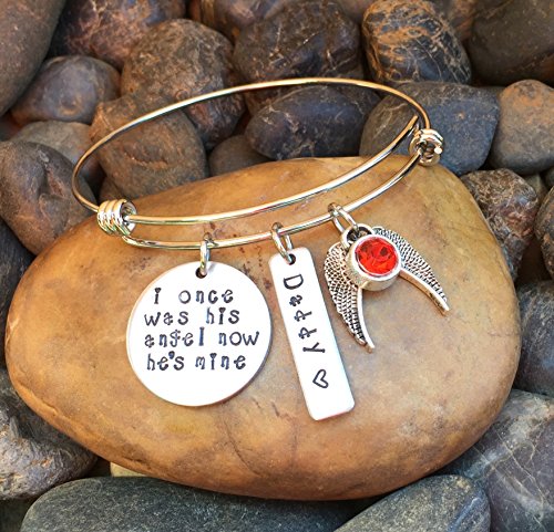 I Once Was His Angel, Now He's Mine Memorial Bracelet | Father Memorial | Son Memorial | Grandfather Memorial | Brother Memorial | Loved One Memorial Jewelry | Sympathy Gift