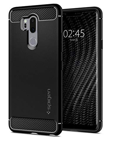 LG G7 ThinQ Case, Spigen Rugged Armor - Flexible and Durable Shock Absorption with Carbon Fiber Design for LG G7 ThinQ (2018) - Black