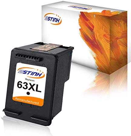 BSTINK Remanufactured Ink Cartridge Replacement for HP 63XL 63 XL High Yield Compatible with Envy 4520 4512 4516 Officeje 3830 3833 4655 Deskjet 1112 2130 3630 3633 3634 Printer, 1 Black