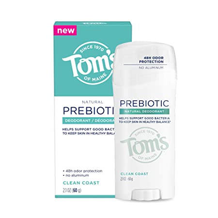 Tom's of Maine Prebiotic Aluminum-Free Natural Deodorant, Deodorant for Women, Clean Coast, 2.1 oz.