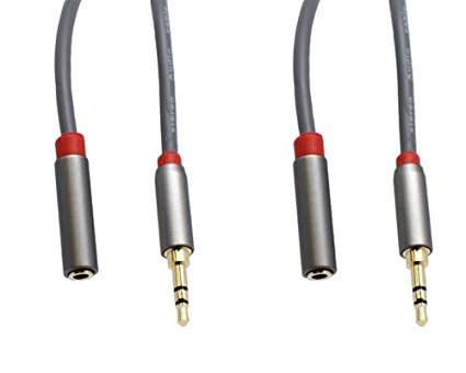 C&E 2 Pack 6 Feet 3.5mm Stereo Male to Female Extension Cable, CNE64193