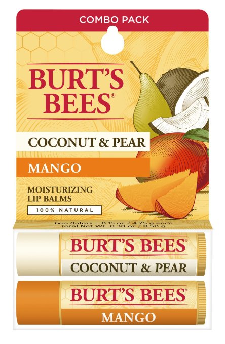 Burts Bees Lip Balm Coconut and Pear and Mango Blister Box 03 Ounce 2 Count Burts Bees Lip Balm