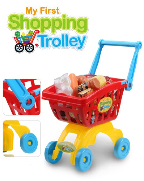 Holy Stone Upgraded Mini Shopping Cart Pretend Play Toy for Toddlers Color Red