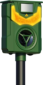 Careland Upgraded Solar Animal Repeller Ultrasonic Deer Repellent Devices with Motion Sensor and Flame Light Cat Repellent Outdoor Waterproof Dog Raccoon Skunk Deterrent (Green 1Pack)