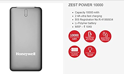 Honeywell Zest Power Bank 10000 MAH