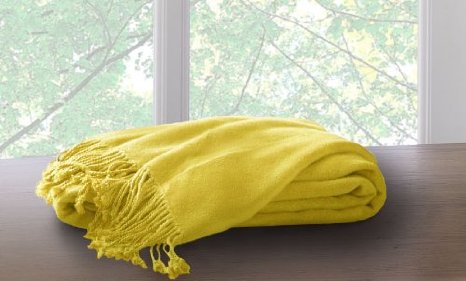 Marcini Bamboo Fiber Cotton Throw Blanket - Yellow