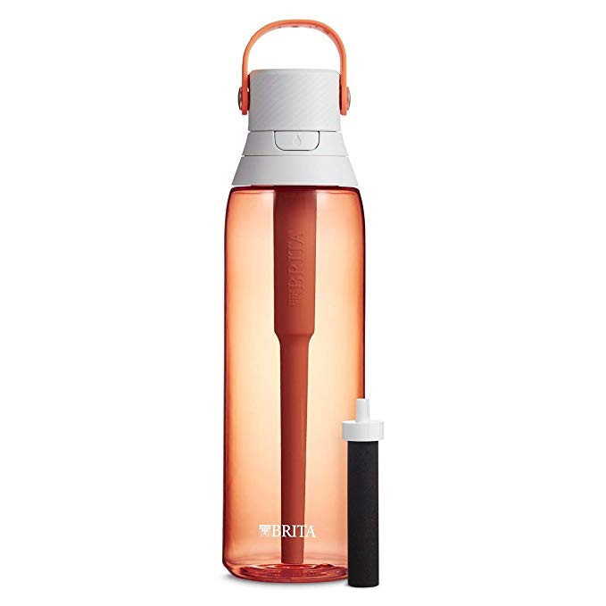 Brita 26 Ounce Premium Filtering Water Bottle with Filter – BPA Free – Coral