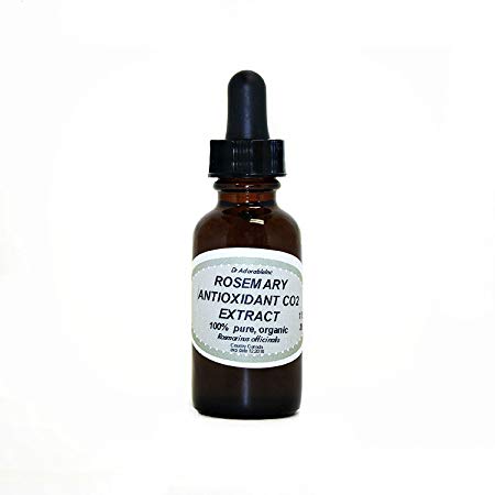 Rosemary Antioxidant Co2 Extract Organic Pure by Dr.Adorable 1 Oz Amber Glass Bottle with Glass Dropper