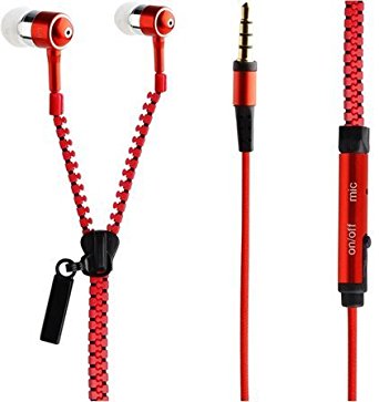 I-kool Cold Weather Winter Wear Zippered In-Ear Headphones With Mic (Flaming Red)