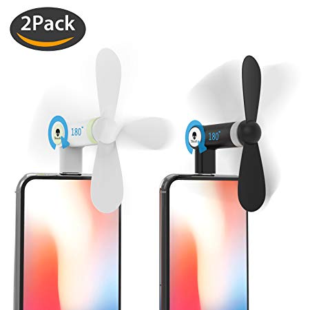 Stouchi Fan for iPhone, iPhone Fan iPhone Mini Fan Portable Dock Cool Cooler 180 °Rotating Fan Compatible for iPhone X/iPhone 8/7 / 6 Plus iPad Mini Black and White