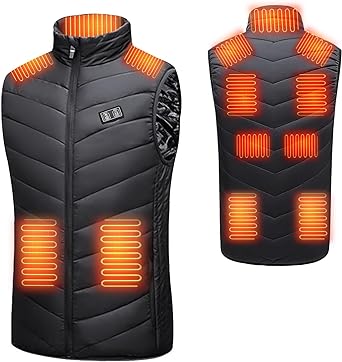 Men Heated Vest, Electric Heated Jacket for Men, 3 Adjustable Temperature Heated Vest with 11 Heating Zones