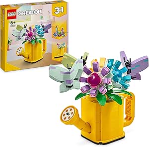 LEGO Creator 3in1 Flowers in Watering Can Toy to Welly Boot to 2 Birds on a Perch, Animals Set for Girls, Boys & Kids, with 3 Butterfly Toys, Makes a Great Desk Accessory, Nature Gift 31149