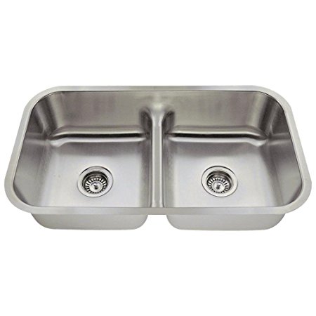 MR Direct 512 16-Gauge Undermount Half Divide Stainless Steel Kitchen Sink