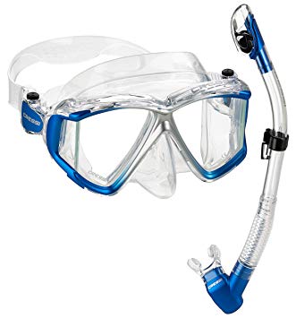 Cressi Panoramic Wide View Mask & Dry Snorkel Kit for Snorkeling, Scuba Diving | Pano 4 & Supernova Dry: Designed in Italy