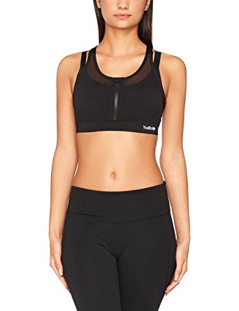 Yvette Women's Zip Front Sports Bra- High Impact Wireless No Bounce Compression Push up Plus Size 2-in-1 Workout Bra H0800008