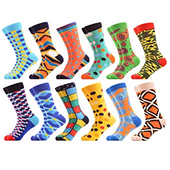 WeciBor Men's Dress Party Crazy Colorful Funny Cotton Crew Socks Packs