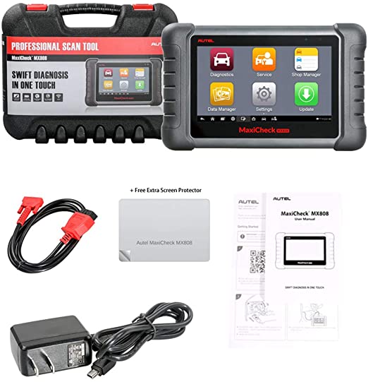 Autel Maxicheck MX-808   Free Screen Protector Automotive OBD2 Scanner (Combination of MaxiCheck Pro & MD808 All Systems, Cable Version of MK808BT) with Oil Reset/EPB/BMS/SAS/DPF/TPMS and Immobilizer