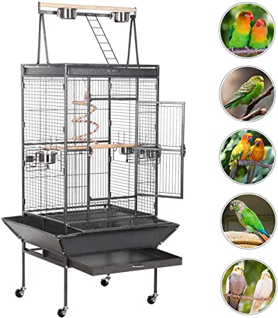 Topeakmart Wrought Iron Selection Play Top Large Parrot Bird Cage