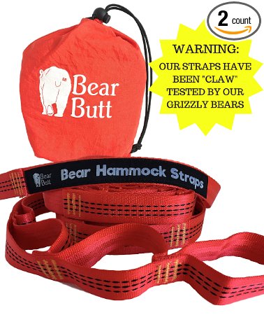1 Strongest Hammock Tree Straps Set By Bear Butt START UP COMPANY Portable Suspension Kit With Adjustable Loops That Is Superior and Surpassing The Eno Atlas Grand Trunk Python and HangTight Camping Strap