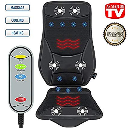 Gideon Luxury Car Seat Cushion, Cooling and Heating Ventilated Seat Cushion for Car, Home or Office – with Vibrating Massager, Back Massager Cushion - Maximize Comfort During Travel [UPGRADED]