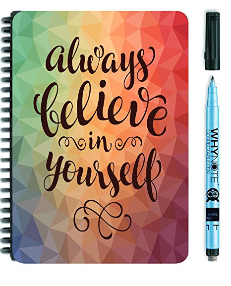 Tools4Wisdom Whiteboard Notebook Dry Erase Journal with Pen (A5 Size 5 x 8 Inches)