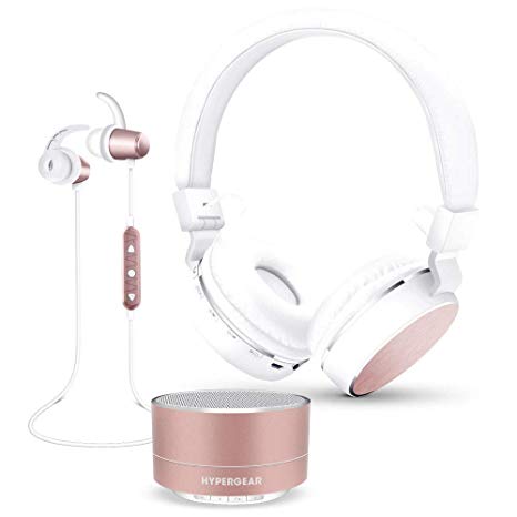 HyperGear Wireless Bluetooth 3 Piece Audio Gift Set. Take & Make Calls Directly From The On-Ear Headphones, Sport Stereo Earbuds or Portable Speaker. For iPhone X/8/8Plus, Samsung S9/S9 , Note8 & More