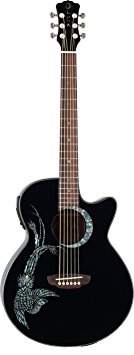 Luna Fauna Phoenix Acoustic Guitar, Black