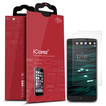 LG V10 Screen Protector, iCarez [HD Clear] [ Unique Hinge Install Method With Kits ] 3-PacK With Lifetime Replacement Warranty