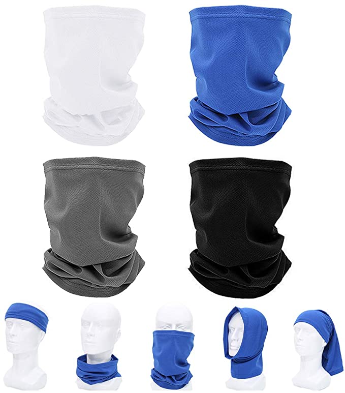 Dust Face Mask Bandana, Quickly Dry Breathable Bandana, Elastic Seamless Sunscreen Neck Gaiter for Hiking Running Fishing and Riding 4 Pieces