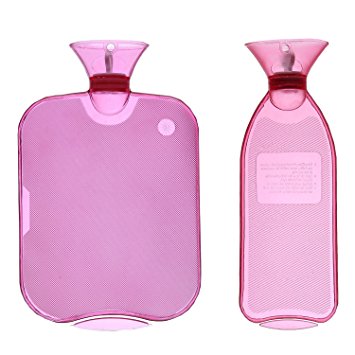 HomeIdeas 2 Pack 2L 1L Thermoplastic Transparent Home & Outdoor Hot Water Bottle, Cold/Hot Therapy For Body (Red)