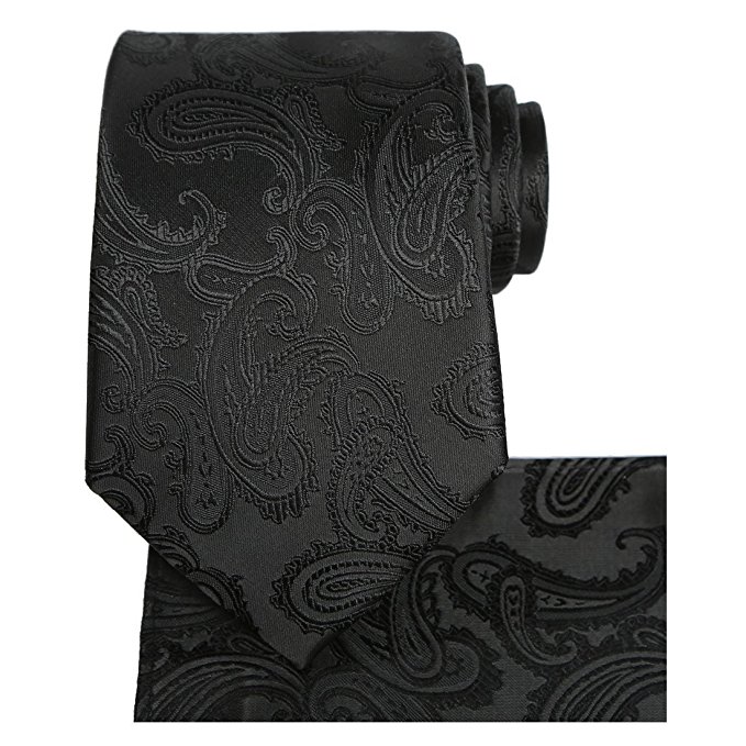 KissTies Mens Tie Set: Paisley Necktie   Pocket Square Hanky   Gift Box