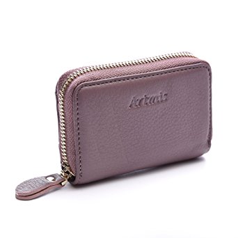Credit Card Holder Rfid Blocking for Women, Small Leather Debit Bank Card Holder Travel Purse Business Card Protector