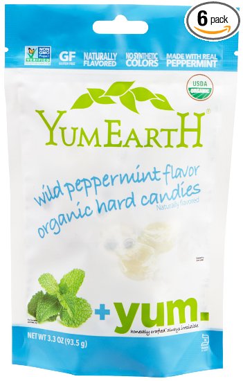 YumEarth Organic Wild Peppermint Drops, 3.3 Ounce Pouches ( Packaging May Vary ) (Pack of 6)
