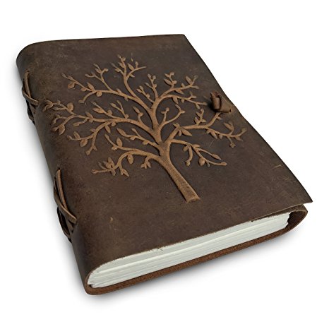 LEATHER JOURNAL TREE OF LIFE Writing Notebook - Handmade Leather Bound Daily Notepads For Men & Women Blank Paper Large 8 x 6 Inches - Best Gift for Art Sketchbook, Travel Diary & Journals to Write in