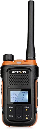 Retevis RB627B Walkie Talkie, LED Flashlight, PMR446 License Free, Rechargeable 2 Way Radio, CTCSS/DCS 16 Channels, VOX LCD Display, FM-Radio, Emergency Alarm, Portable Walkie Talkie (1 Pcs, Black)