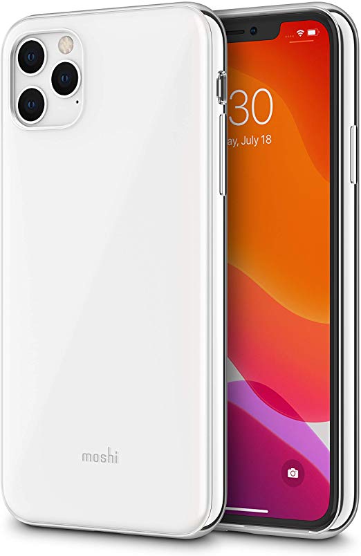 Moshi iGlaze Stylish case Compatible with iPhone 11 Pro MAX 6.5", Slim, Lightweight, BPA-Free, Hybrid, Drop Protection, Wireless Charging, Support snapto Series - White