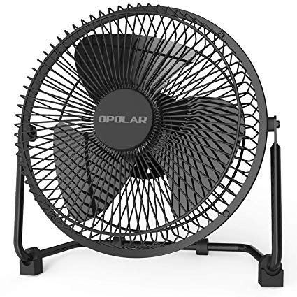 OPOLAR 2019New 10 Inch Metal Desk Fan, Sturdy Frame, Enhanced Airflow with Whisper Quiet Operation and 2 Speed Settings, Adjustable Angle, Personal Electric Cooling Fan for Home & Office Table Desktop