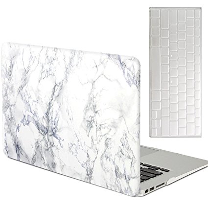 MacBook Air 13 Case, Rinbers Hard Case Print Frosted for MacBook Air 13 inch (Model: A1369 A1466) - White Marble Pattern Rubber Coated Hard Shell Case Cover