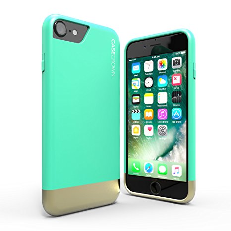 iPhone 7 Case, CaseCrown Lux Glider Case (Mint / Gold) Dual Color w/ Matte Finish & Felt Interior