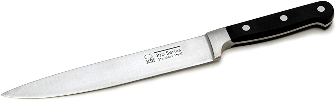 Chef Craft 21676, 1-piece Pro Series Stainless Steel Carving Knife, 8-inch Blade