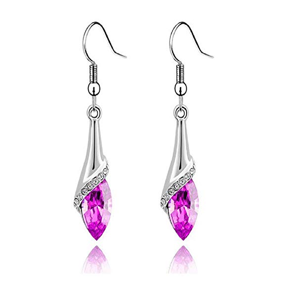 Voberry Fahion Women's Lady Crystal Marquise Cut Teardrop Wedding Hook Earrings Gift (Rose)