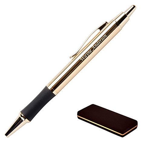 Dayspring Pens - Personalized Monroe 18 Karat Gold Plated Gift Click Pen and Case - Custom engraved fast with your name. Free Engraving.