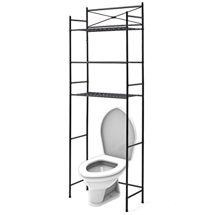 EZOWare 3-Tier Metal Bathroom Shelf Space Saver, Over The Toilet Wire Storage Organizer Rack Shelves - Black