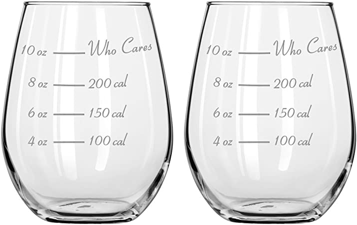 Lemorele Caloric Cuvee - The Calorie Counting Wine Glass Now in STEMLESS (Set of 2)