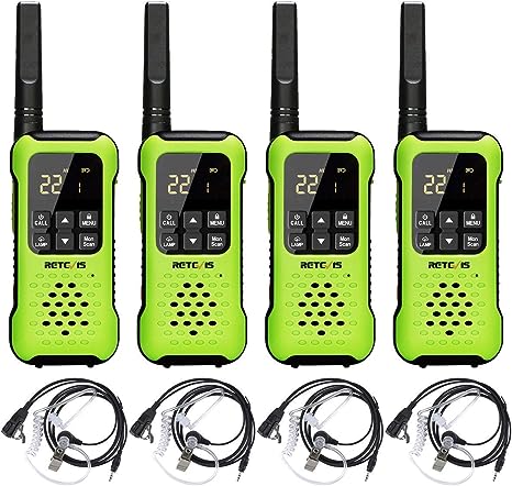 Retevis RT49P Walkie Talkie Rechargeable Long Range,IP67 Waterproof Floating for Adults,VOX NOAA SOS with Headsets,for Hiking Skiing Surfing(4 Pack)