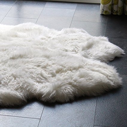Sheepskin Rug Genuine Soft Natural Merino   Care & Cleaning Guide (3 x 6ft, White/Ivory)