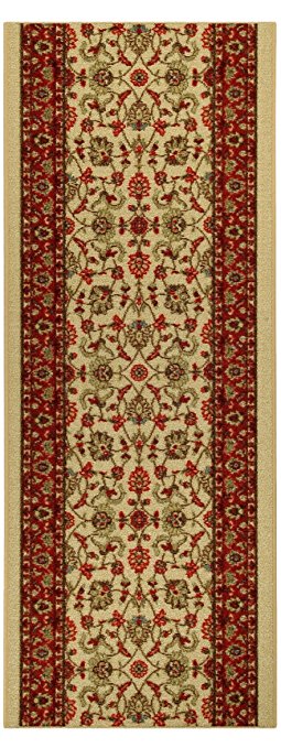 Custom Size Runner Ivory Persian Traditional Non-Slip (Non-Skid) Rubber Back Stair Hallway Rug by Feet 31 Inch Wide Select Your Length ((: FREE COURTESY GIFT :))